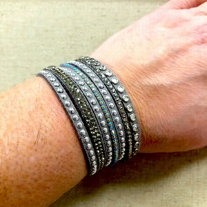 Grey Suede and Bling Bracelet